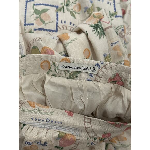 Abercrombie & Fitch Tiered Linen Midi Skirt Multi Print Small Tall Bloggers - Picture 8 of 9